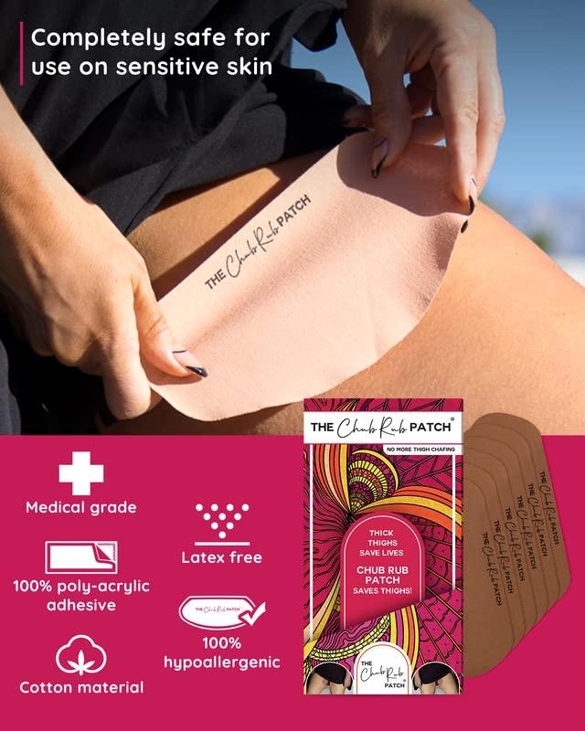 THE CHUB RUB PATCH The Chub Rub Patch for Thighs (AS SEEN ON SHARK TANK), Anti Chafe Thigh Chafing Prevention Friction Tape Patches, Anti Chafing Skin Tape for Inner Thigh Rubbing Prevention Women (3 Pairs), Cocoa