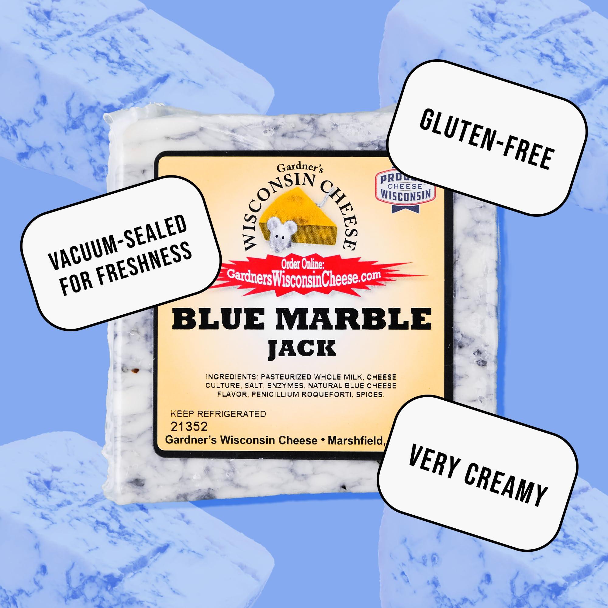 Gardner\'s Wisconsin Cheese Gardner\'s Wisconsin Cheese, Artisan Cheese 4 Packs (Blue Marble Jack) (6 Ounces Per Block) - Artisan Cheese Made in Wisconsin, Perfect for Grilling, Barbecues, and Holidays!