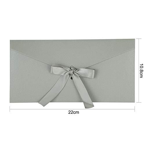 Generic Large Gift Card Envelopes Letters Invitations Greeting Cards Large Envelopes Elegant Business Wedding Envelopes with Bow Ribbon for Note Cards DIY Cards, 4.3\" x 8.6\"