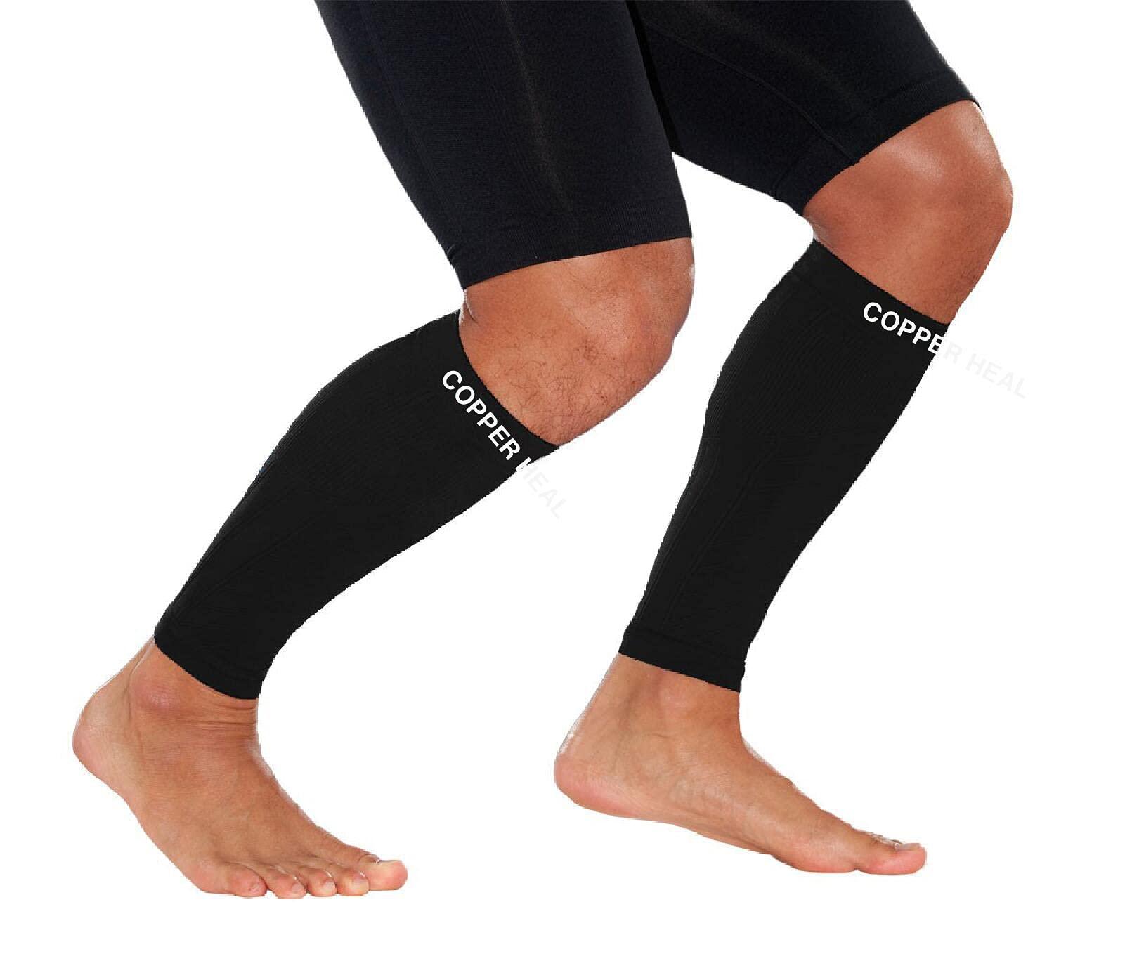 COPPER HEAL COPPER HEAL CALF Copper Compression SLEEVES (1 PAIR) For Exercise Sport Recovery - Calf Muscle Strains Shin Splints Leg