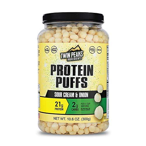 TWIN PEAKS INGREDIENTS Twin Peaks Low Carb, Keto Friendly Protein Puffs Combo Pack, 1 Jug Sour Cream Flavor Puffs + 1 Jug Nacho Cheese Flavor Puffs