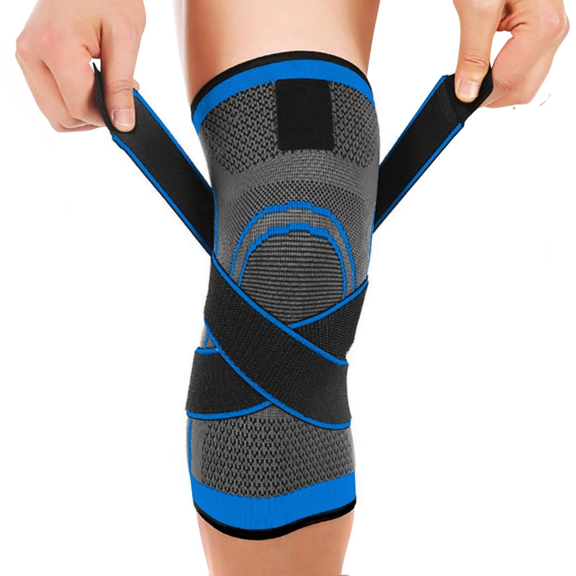 DCF DCF Knee Braces, Knee Sleeve for Men and Women - knee compression sleeve, knee Pain Relief, fitness knee Support for Sports Arthritis Working Out Running Basketball, Weightlifting, Gym (3XL, Blue)