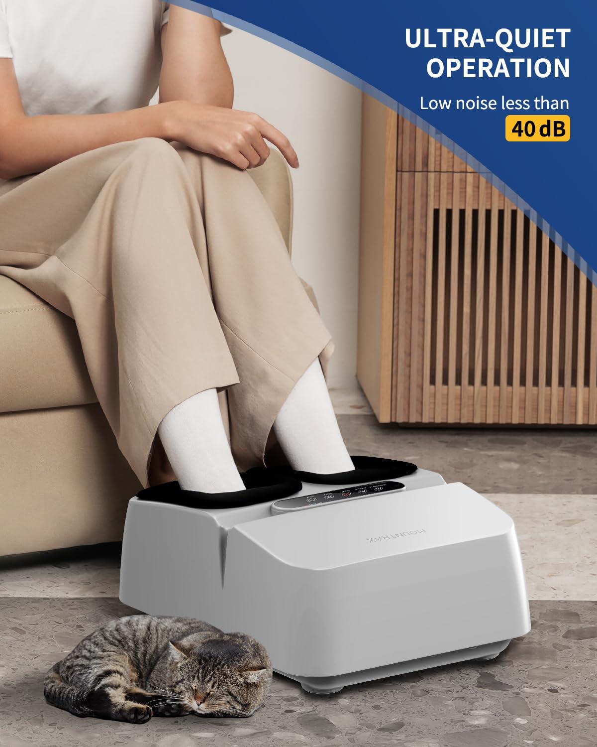 MOUNTRAX MOUNTRAX Foot Massager Machine with Heat, Gifts for Women Men, Shiatsu Foot Massager with Remote Control, Deep Kneading and Soothing Heat, Fits Feet Up to Men Size 12 (White)