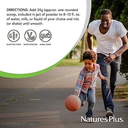 Nature's Plus NaturesPlus SPIRU-TEIN, Blueberries & Cream - 1.12 lb - Plant-Based Protein Powder - Vitamins & Minerals for Energy - Vegetarian, Gluten Free - 15 Servings