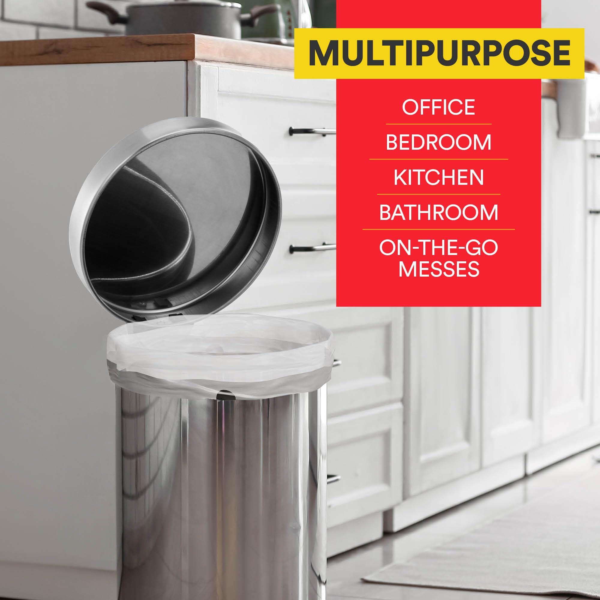 HOUZZKINGZ USA Small Trash Bags 4 Gallon Trash Bags Drawstring - 57 White Unscented Small Garbage Bags | Waste Basket Plastic Trash Can Liners | Bathroom House Cleaning Supplies