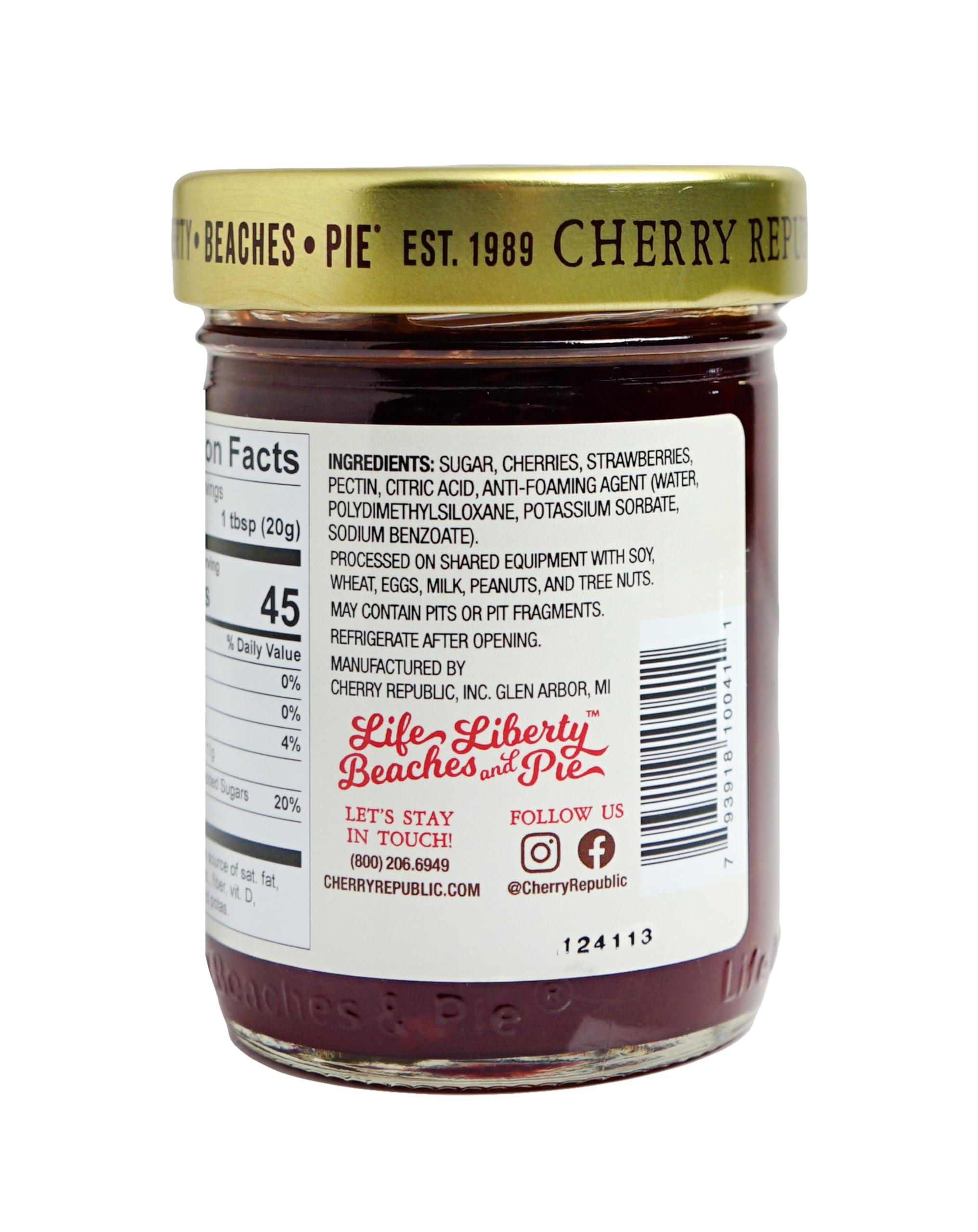 Cherry Republic Cherry Republic Cherry Strawberry Jam Low-Sugar Preserve with Fresh Michigan Cherries & Strawberries | Bursting with Rich, Natural Fruit Flavor | Perfect for Toast, Desserts & More