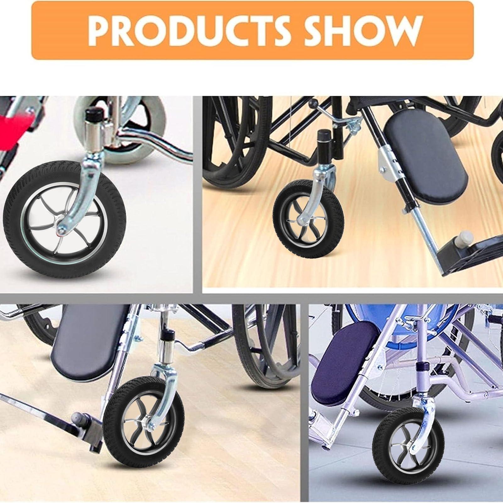 Agatige Wheelchair Wheel, 10 Inch Replacement Wheelchair Wheels Black PU Wheelchair Front Wheels Casters Rollers Wheels Anti-Slip Rollator Walker Replacement for Rollator Trolley