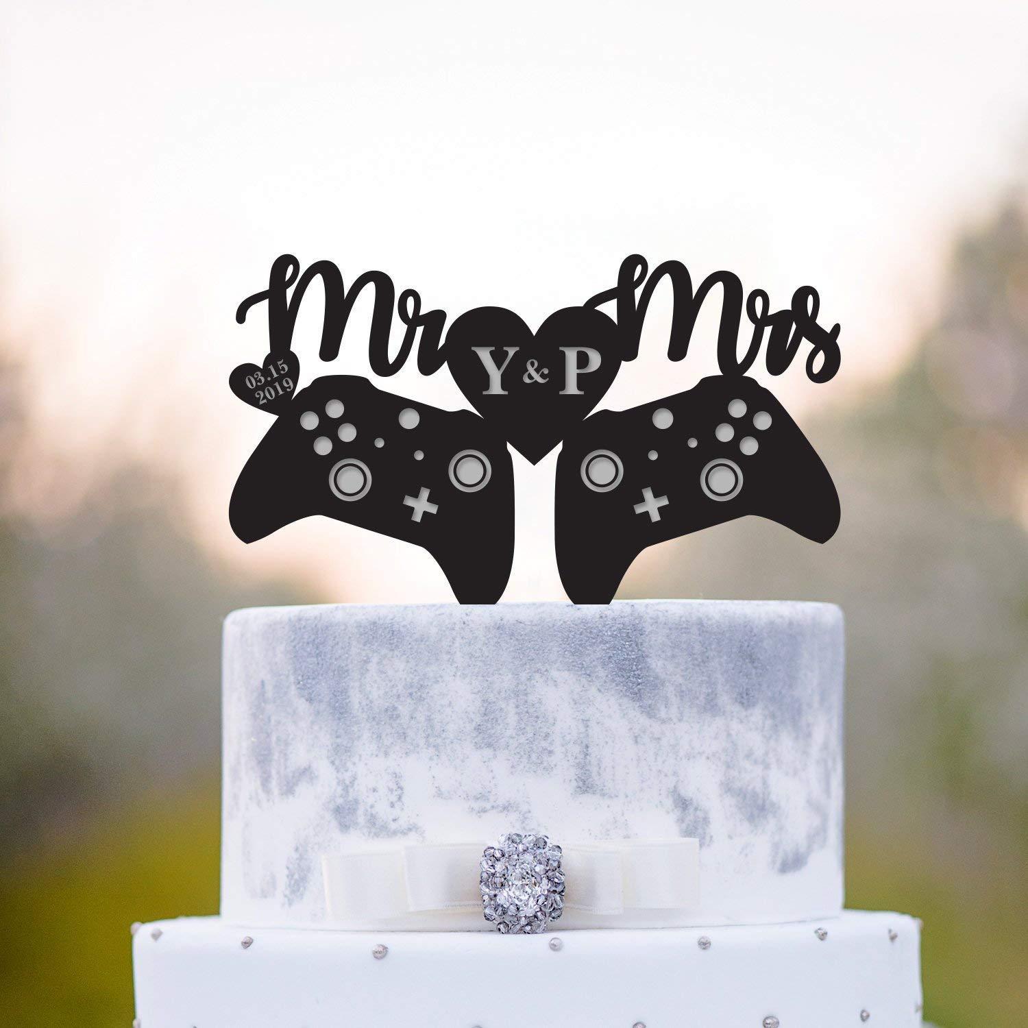 UTF4C Game controller cake topper,Video game wedding cake topper,gaming wedding cake topper,Gamer cake topper,gamer wedding cake topper,