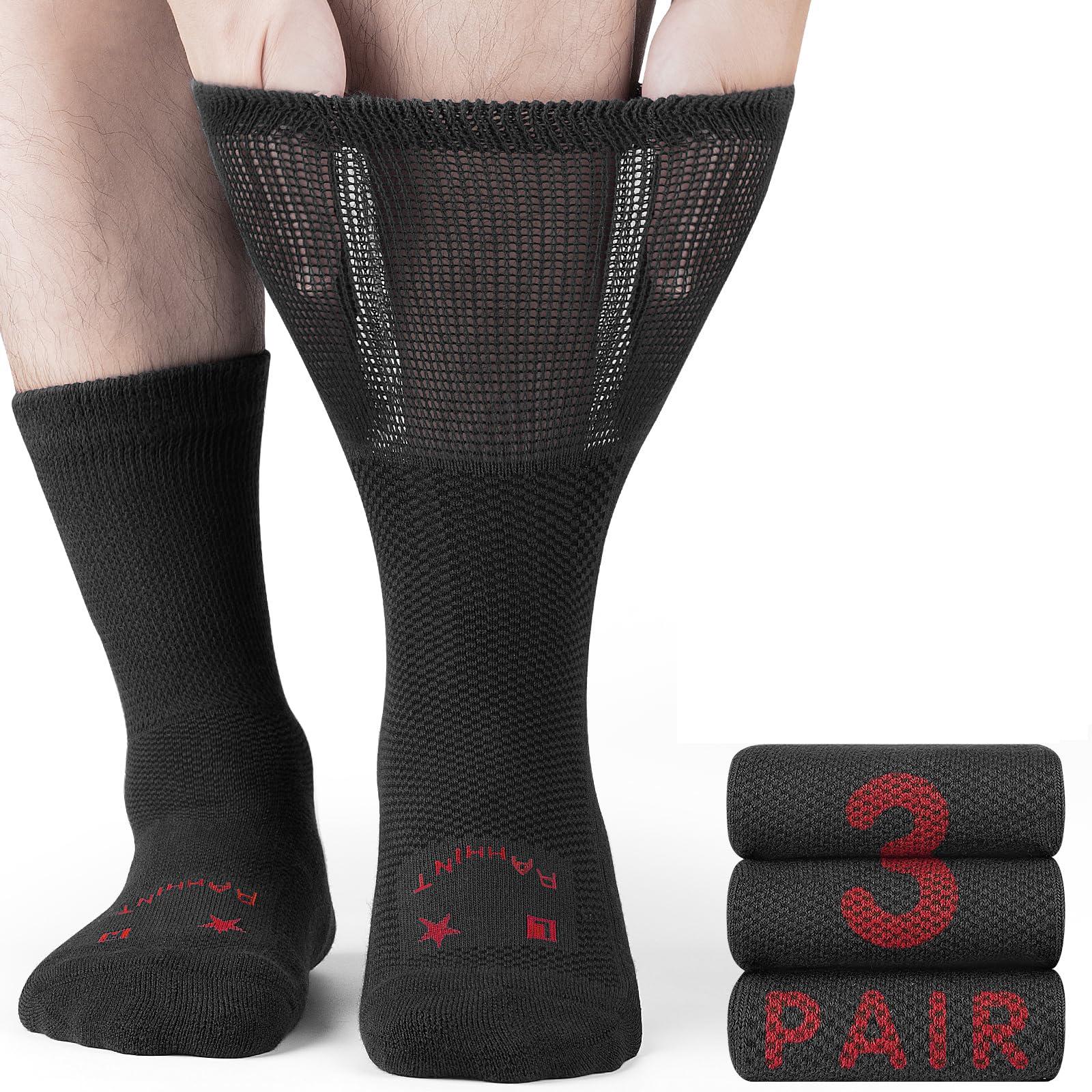 Rahhint Pro Rahhint Pro Extra Wide Merino Wool Diabetic Socks for Men Women, Bamboo Viscose Crew Dress Socks Breathable Soft Loose Fit
