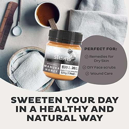 Steens Steens Manuka Honey - MGO 830+ - Pure & Raw 100% Certified UMF 20+ Manuka Honey - Bottled and Sealed in New Zealand - 4 x 7.9 oz