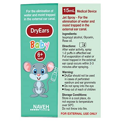 NAVEH PHARMA NAVEH PHARMA Dry Ears Baby | Swimmers Ear Drops Spray | Ear Drying Drops for Little Swimmers | Remove Water Trapped in Ears in Seconds | Prevent Hearing Loss (0.5 Fl Oz)