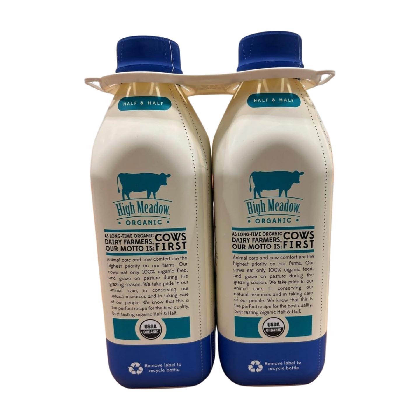 High Meadow Organic Grade A UHT Half and Half, 32 fl oz, Pack of 12