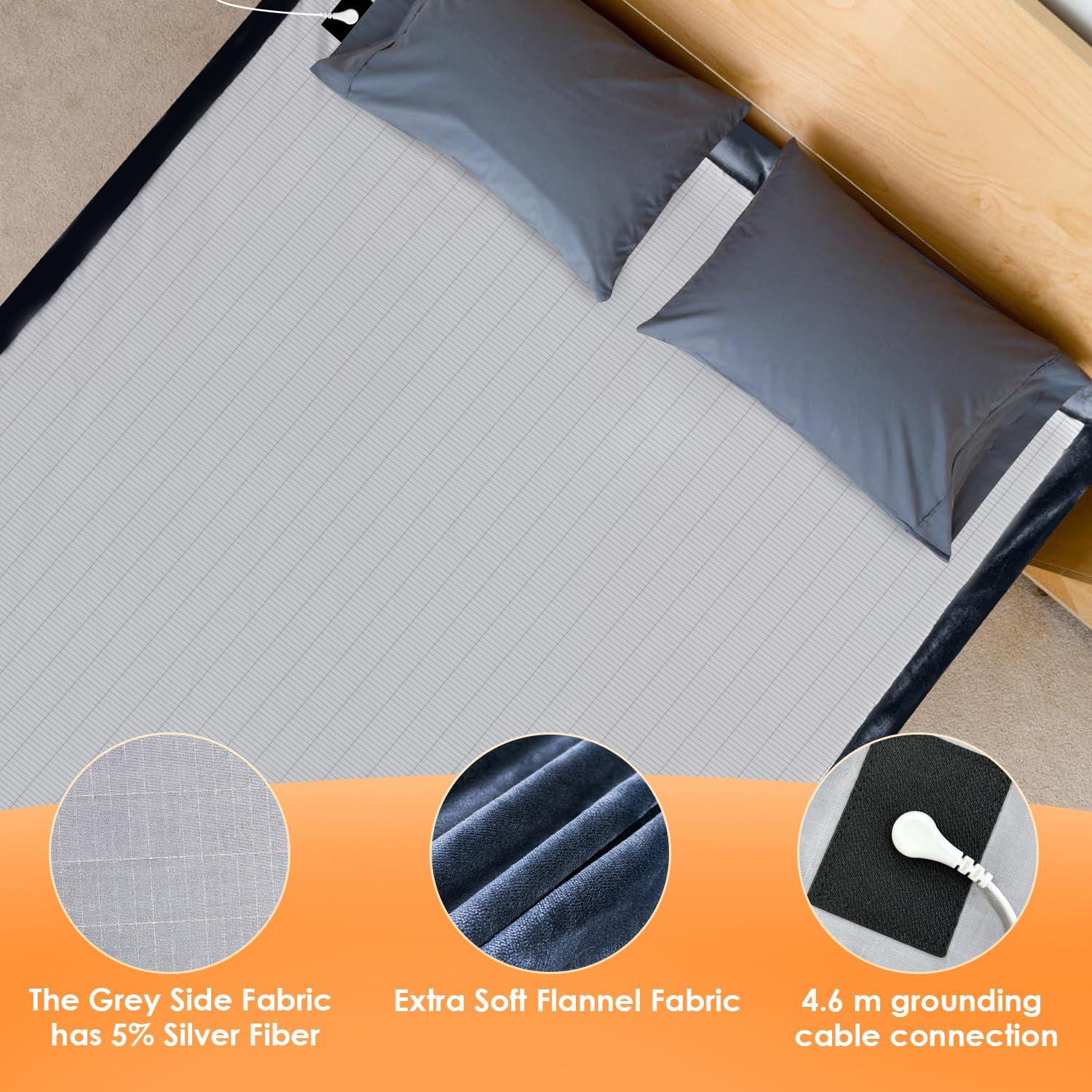 ibowee Grounding Blanket/Bed Sheet for Better Slepping, 55 * 80 inch, Grounded Throw Kit with Silver Fiber, Grounding Bed Sheet in 2 Usage Ways (Dark Blue)