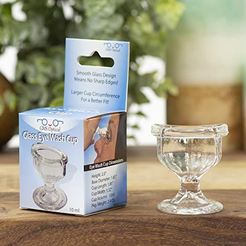 GMS Optical GMS Optical Glass Eye Wash Cup - Soothing Relief from Allergens, Irritants, Makeup, Dust, Dry Eyes and More - Use with Distilled Water or Saline (10 mL Volume)