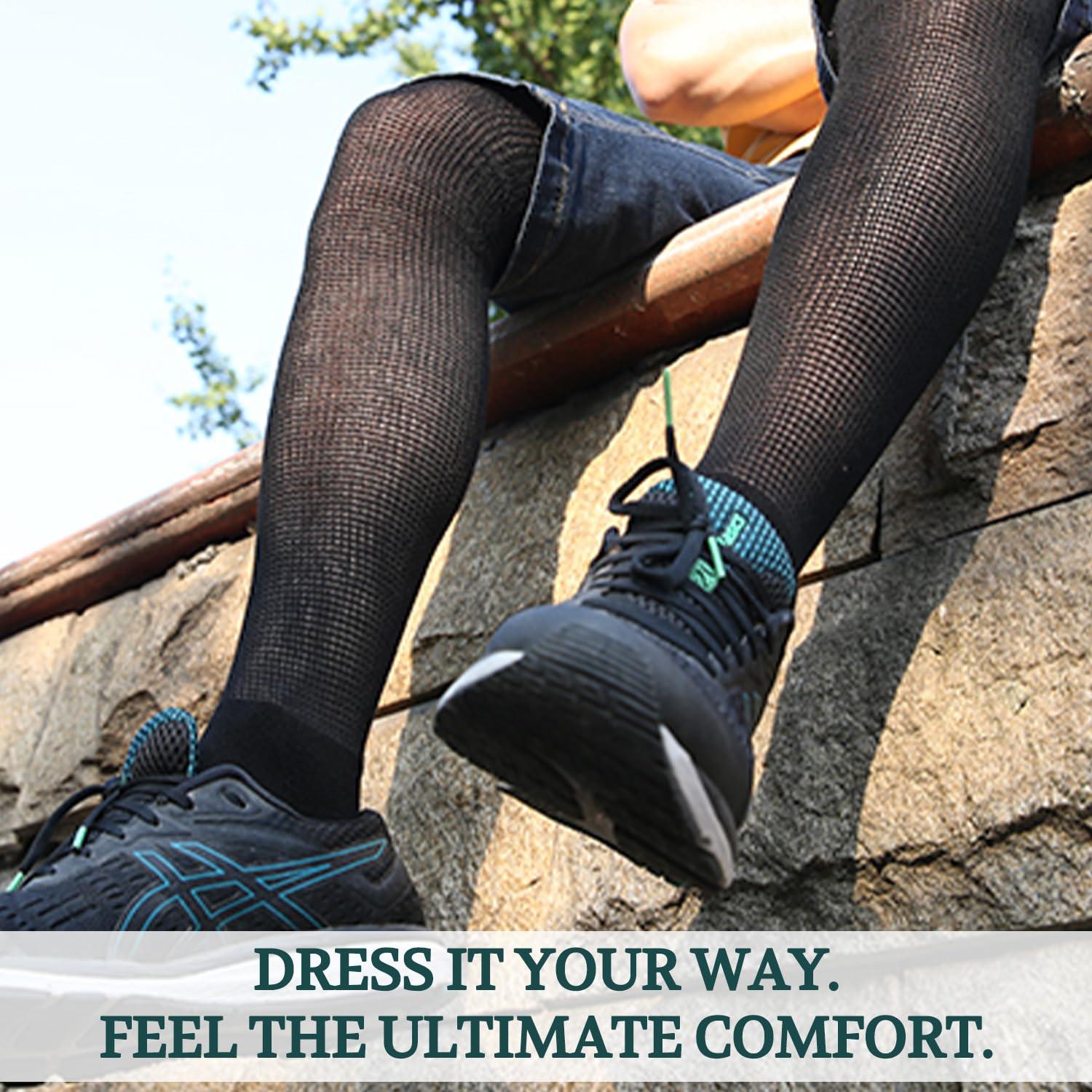 +MD +MD Diabetic Socks for Men and Women, Extra Wide Non-Binding Over the Knee High Calf Circulatory Socks with Cushioned Sole (4 Pairs White,10-13)