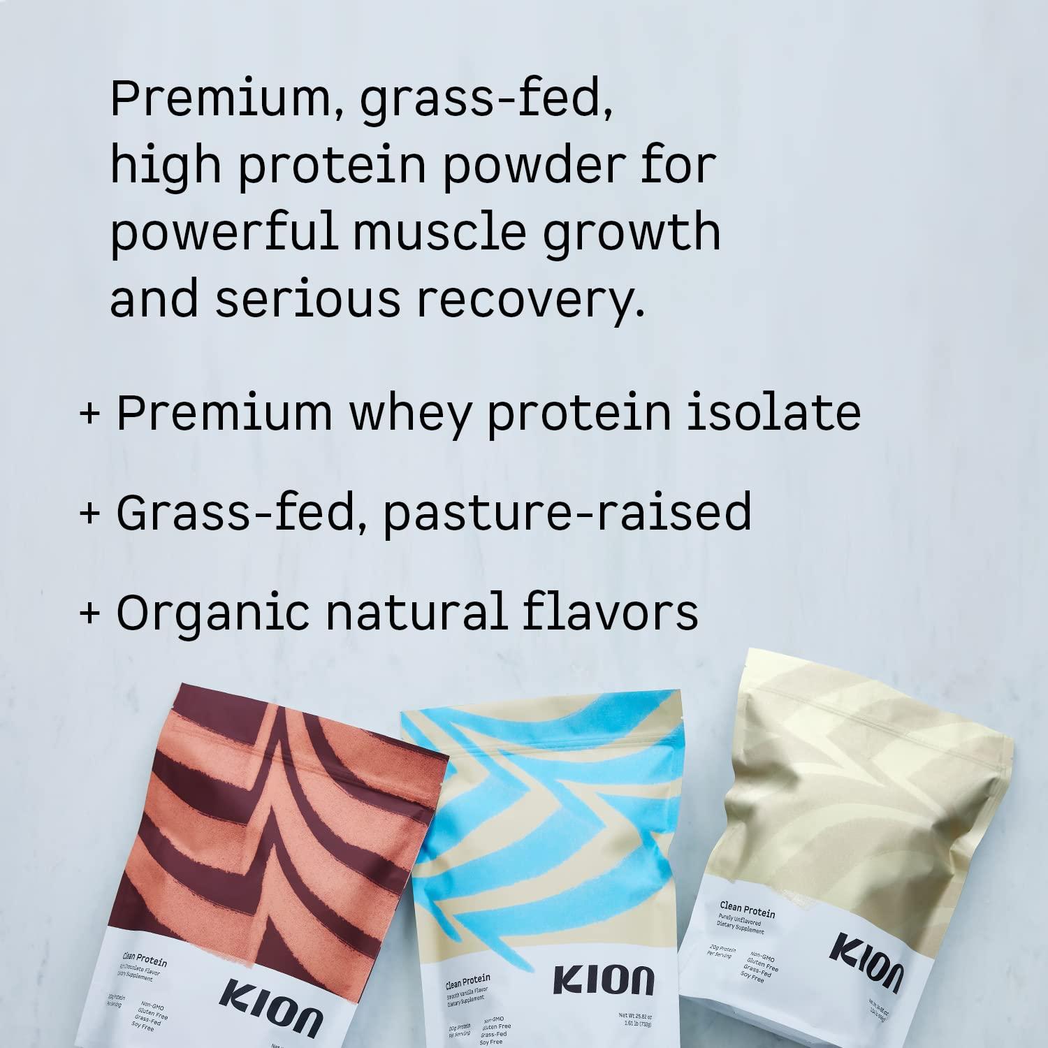 Kion Kion Clean Protein | Grass-Fed & Pasture-Raised Whey Isolate Protein Powder | Rich Chocolate | 30 Servings
