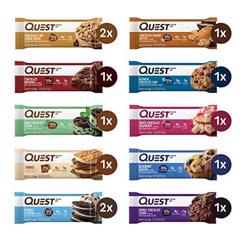Quest Nutrition Quest Protein Bar Bundle with Cookies & Cream and Variety Packs, 18g and 20-21g Protein, Gluten Free