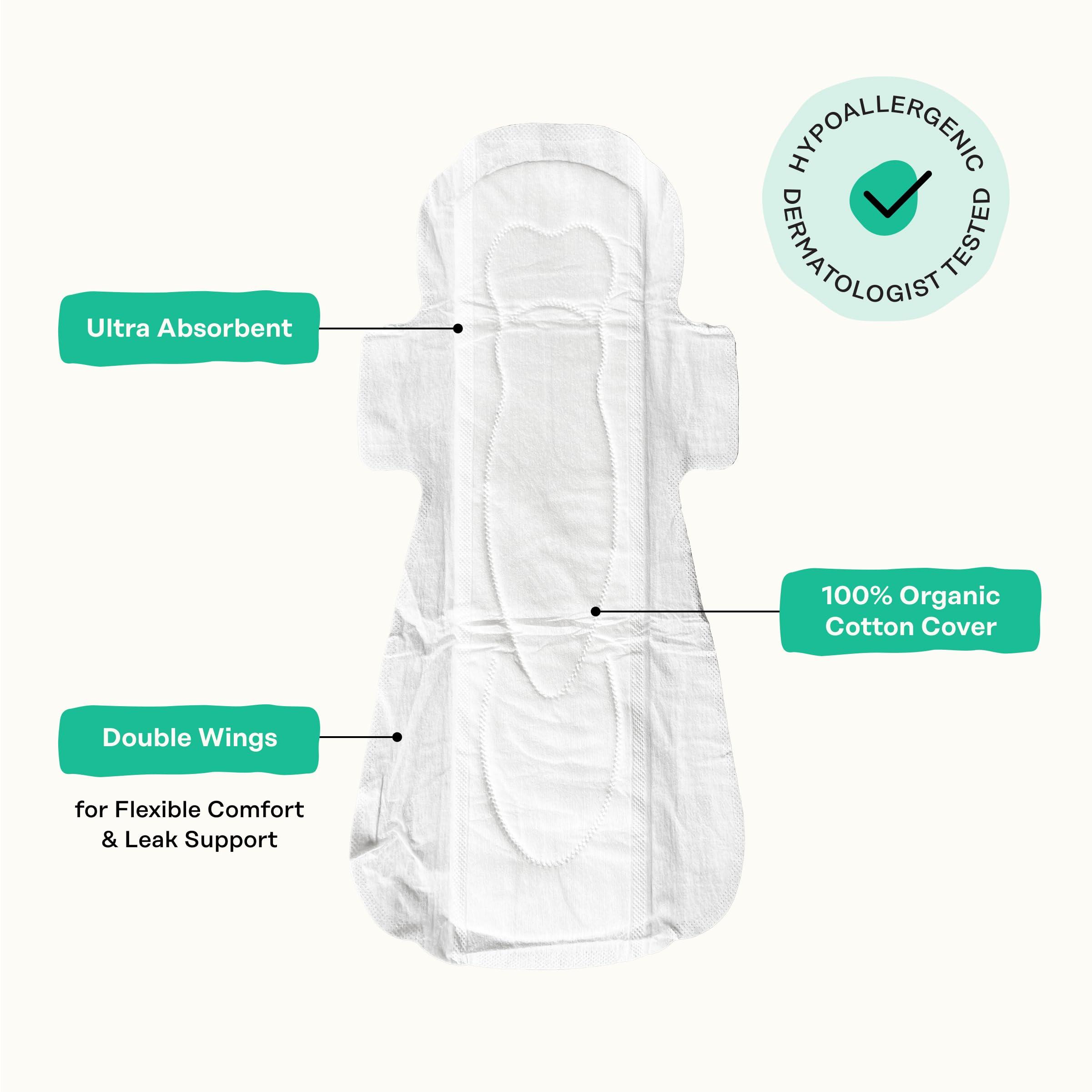 The Honey Pot Company The Honey Pot Company - 64ct - Herbal Sanitary Pads for Women - Heavy Flow Overnight w/Wings - Infused w/Essential Oils for Cooling Effect & Organic Cotton Cover - Feminine Care - FSA & HSA