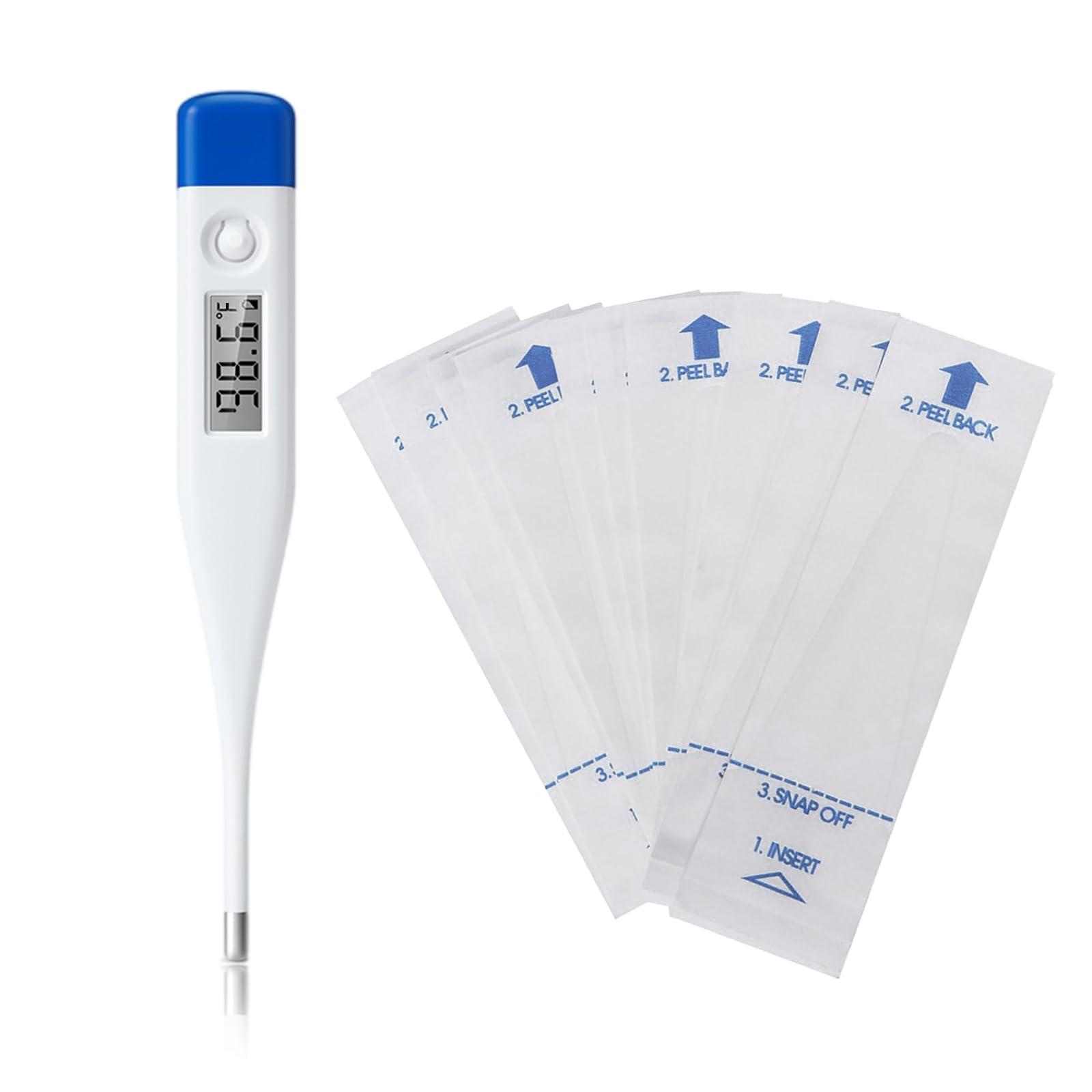 Berrcom [Value Bundle] Berrcom Digital Thermometer DT007 & Berrcom Disposable Digital Thermometers Probe Covers Set of 100 for Adults and Kids DT100TZ