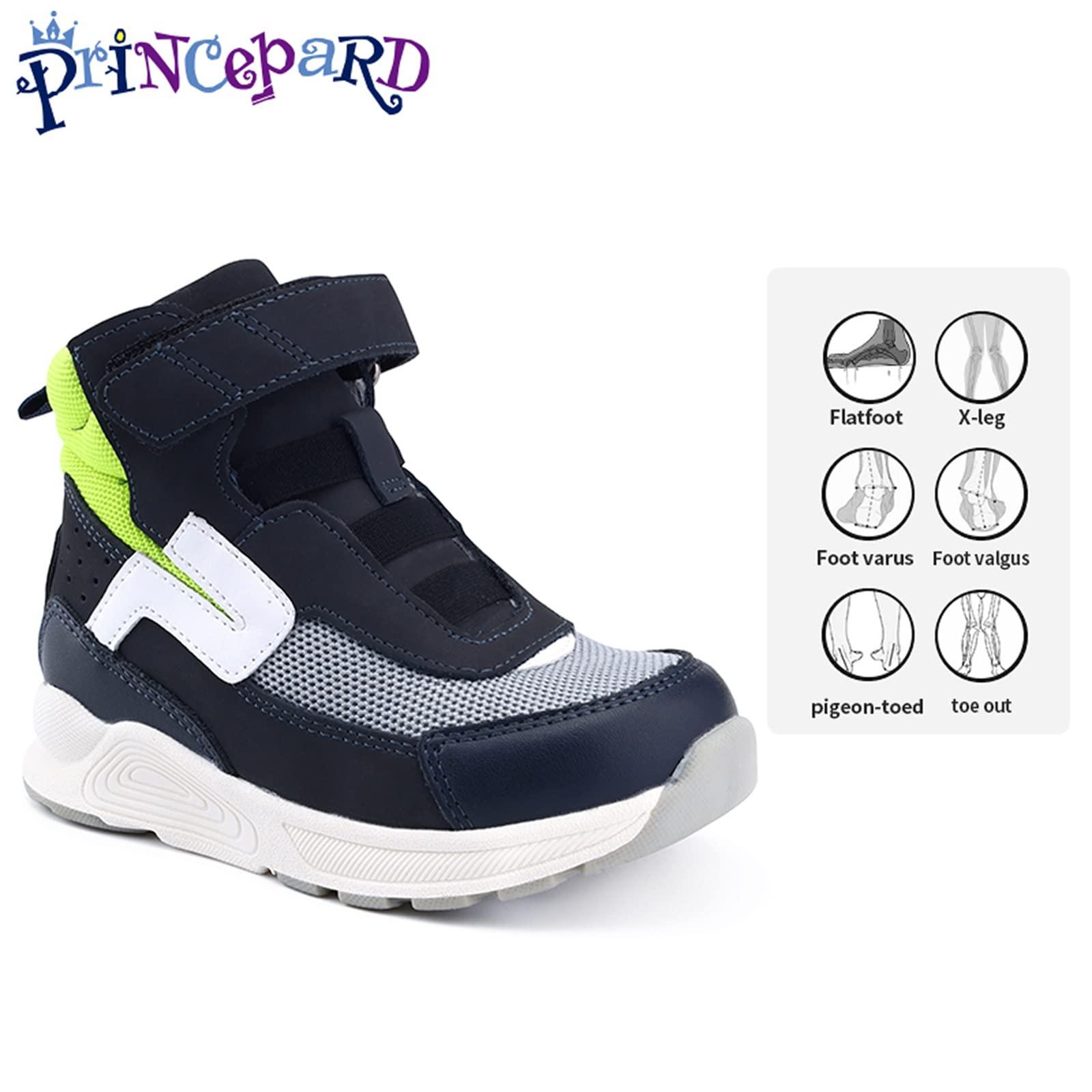 princepard Orthopedic Shoes for Kids,High Top Corrective Sneakers with Arch & Ankle Support for Girls and Boys\' Flat Foot,Anti-Slip Soles Green