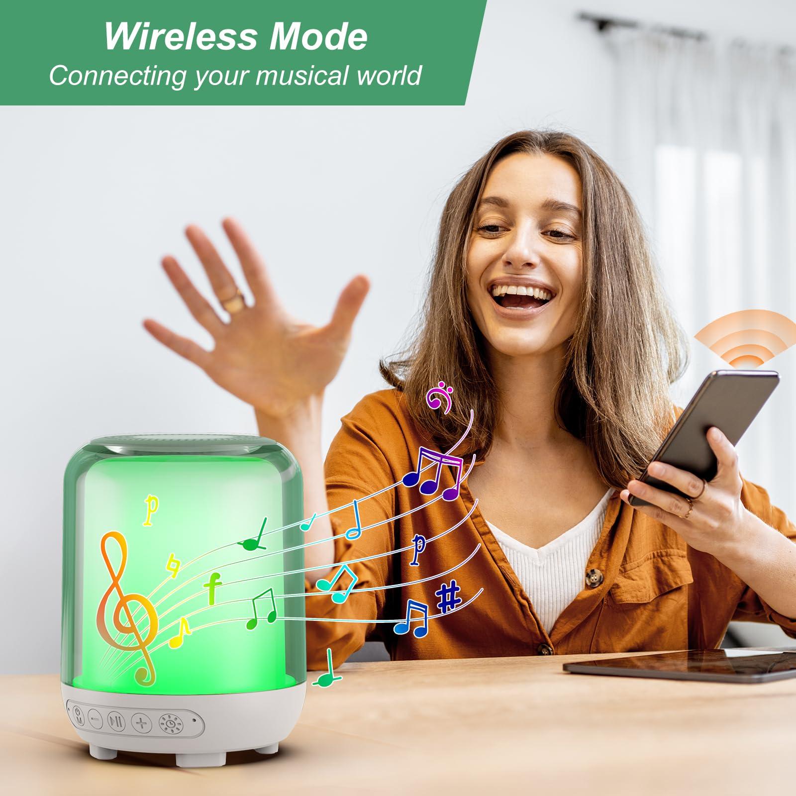 KACILEN KACILEN Green Light Therapy Lamp for Migraine and Anxiety Relief,Regulate Mood and Help with Insomnia Wireless Speaker with White Noise,Timer Function,Brightness Adjustment