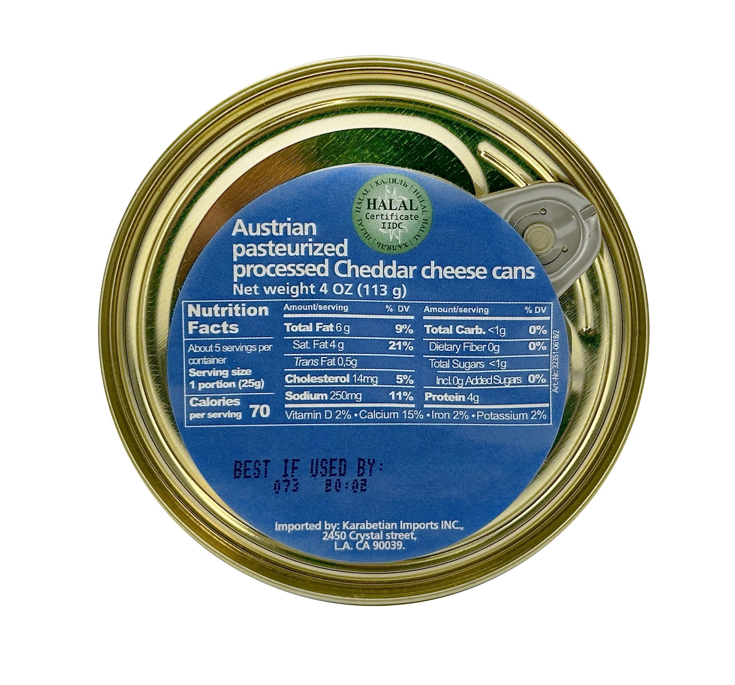 HAPPY COW Happy Cow Halal Austrian Processed Cheese 4 OZ (113g) Easy Open Can, Rich Cheddar Flavor, Long Shelf Life, Perfect for Cooking, Snacking, Camping