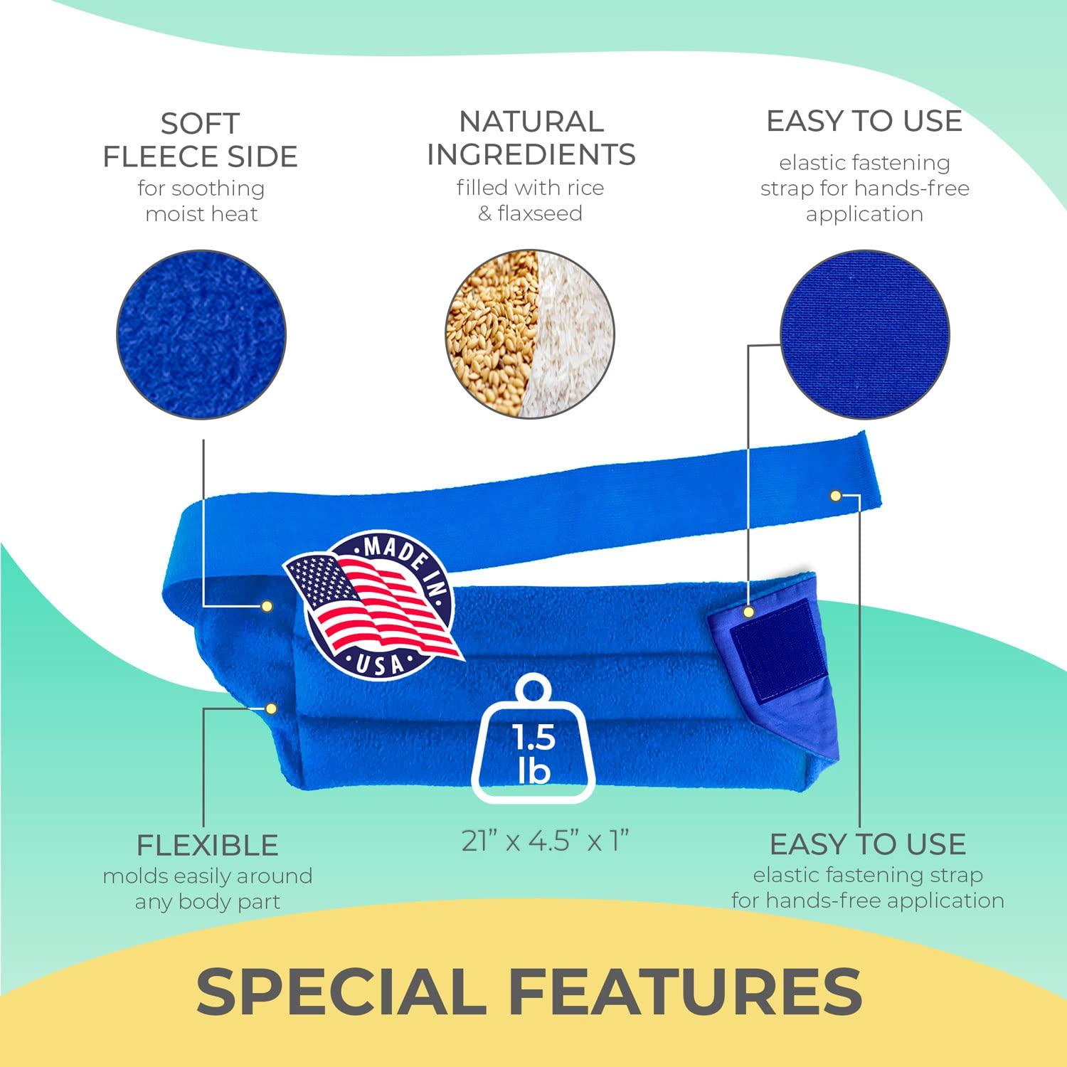 MY HEATING PAD Microwavable Heating Pads for Lower Back and Menstrual Cramps - Moist Microwave Heating Pads for Muscles and Joints - Natural Microwave Hot Packs Heat Pads for Lower Back Pain - 2 Packs Blue