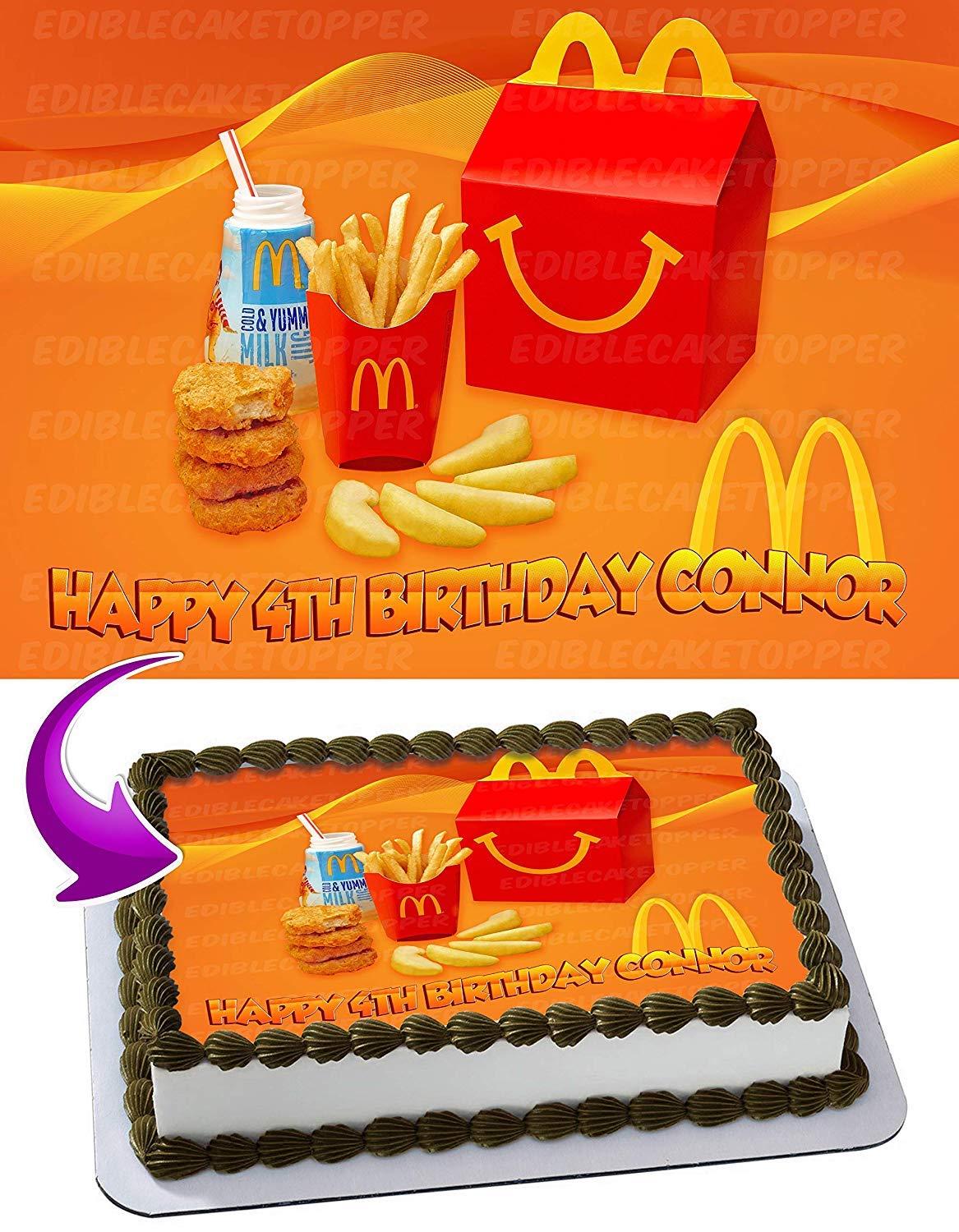 Cakecery Mcdonalds Happy Meal Edible Cake Image Topper Personalized Birthday Cake Banner 1/2 Sheet