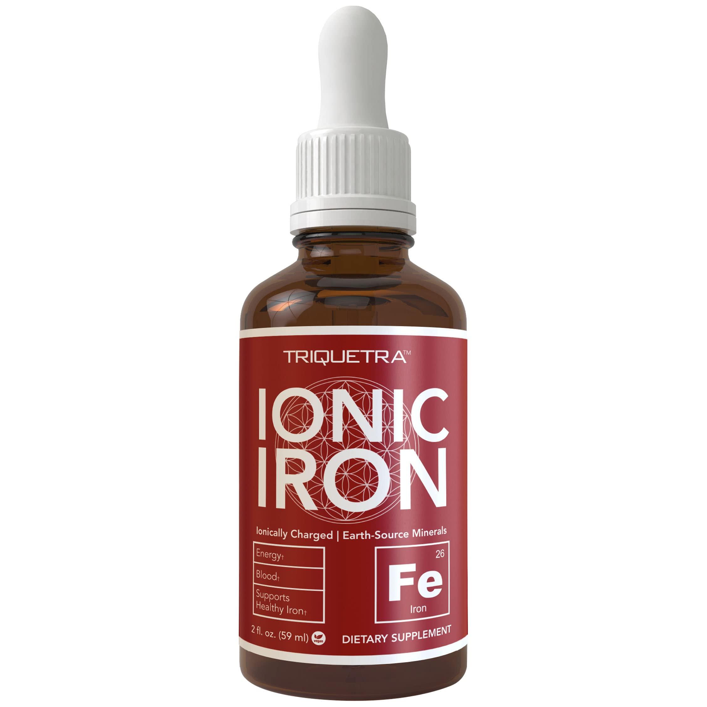 Triquetra Health Ionic Liquid Iron Supplement (236 Servings) – Highest Absorption Rate Allows for Smaller Dose & Less Stomach Issues - Non-Flavored, Vegan, Ionically Charged, Earth-Sourced Minerals