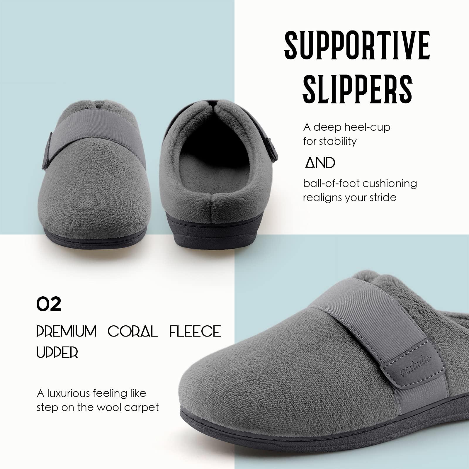 BCSTUDIO BCSTUDIO Womens Orthotic Slippers with Arch Support Orthopedic Adjustable Ladies ShoesGrey 9