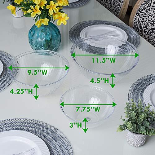 PLASTICPRO PLASTICPRO Disposable Round Crystal Clear Serving Bowls With Lids Party Snack or Salad Bowl, Plastic Clear Chip Bowls, Party Snack Bowls, Candy Dish, Salad (2, 96 OUNCE)
