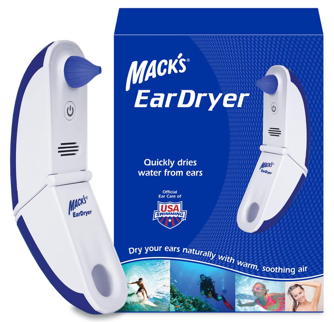 Mack's Mack's Ear Dryer - Soothing Electronic Warm Air Ear Dryer for Swimming, Showering, Water Sports, Surfing, Scuba and Hearing Aid Use