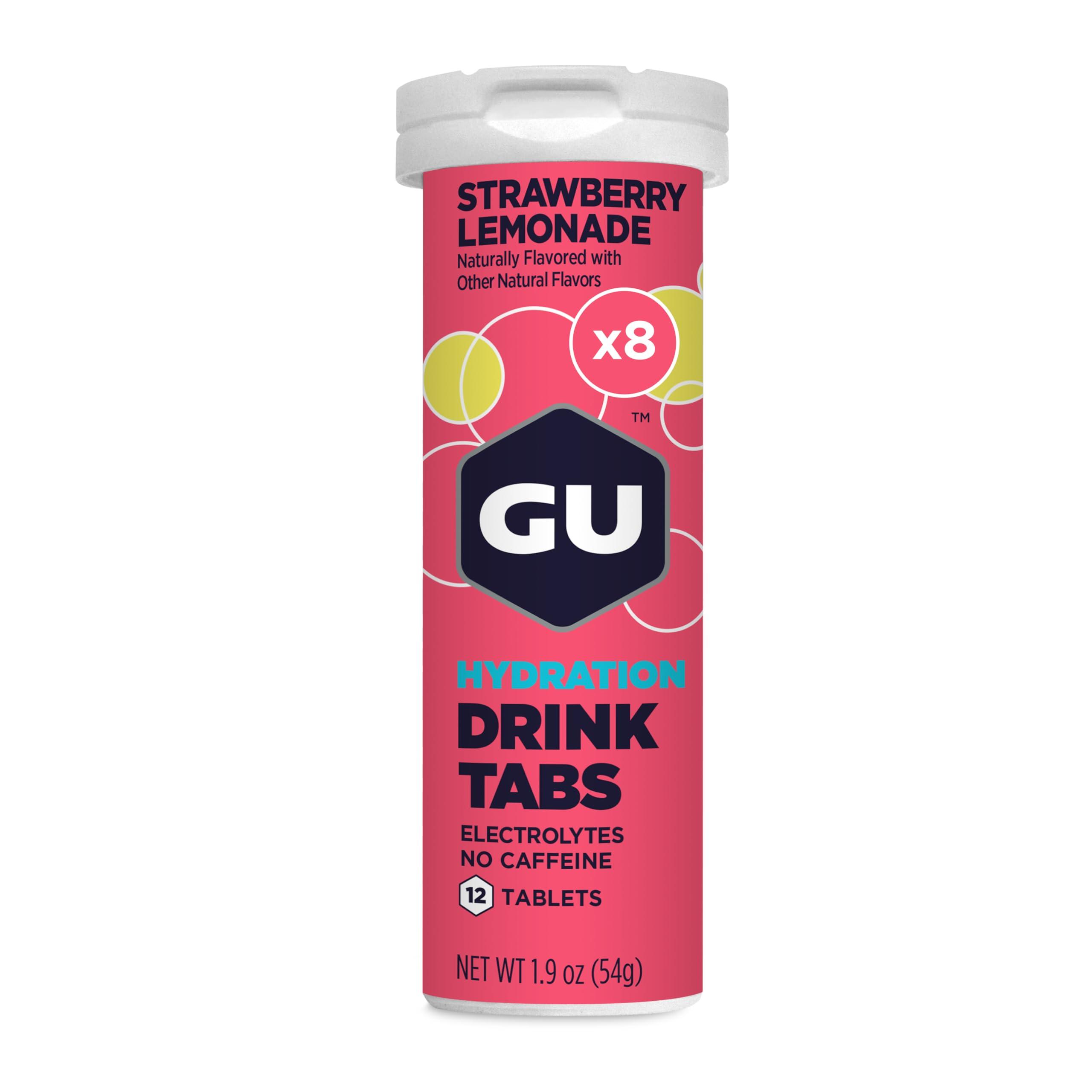 GU Energy GU Energy Hydration Electrolyte Drink Tablets, Vegan, Gluten Free & Caffeine Free, Enhanced Endurance Sports Drink for Running, Cycling, Triathlon, 8-Count (96 Servings), Strawberry Lemonade