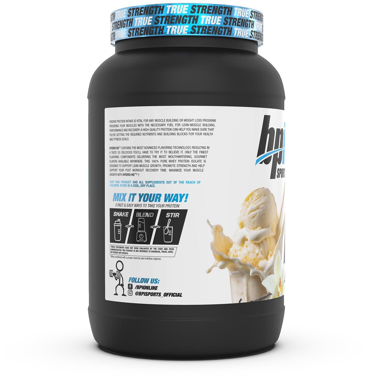BPI Sports BPI Sports Hydro HD - 100% Hydrolyzed Whey Protein Powder - Muscle Growth, Recovery, 25g of Protein, Low Carb, Low Sugar, Fast Absorbing (23 Servings, Vanilla Ice Cream)