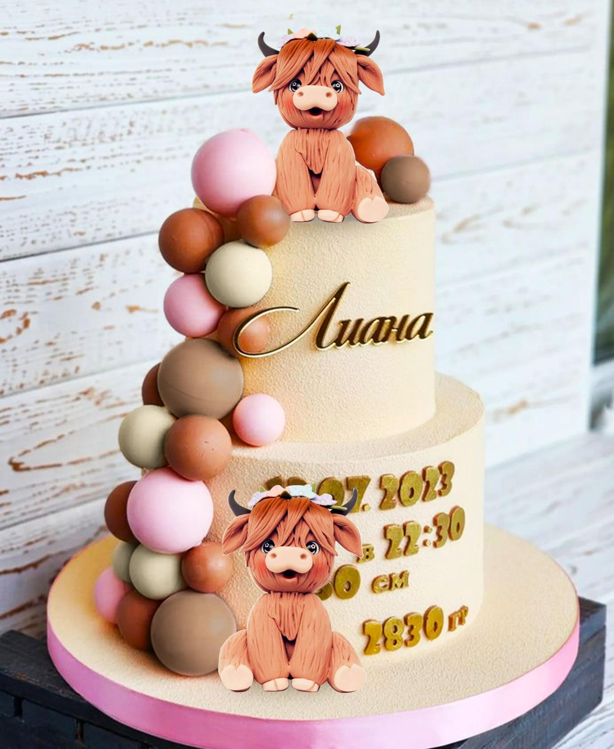 JeVenis JeVenis Girls Highland Cow Cake Decorations Cake Topper Highland Cow Party Favors For Highland Cow Baby Shower Party Birthday Party Supplies