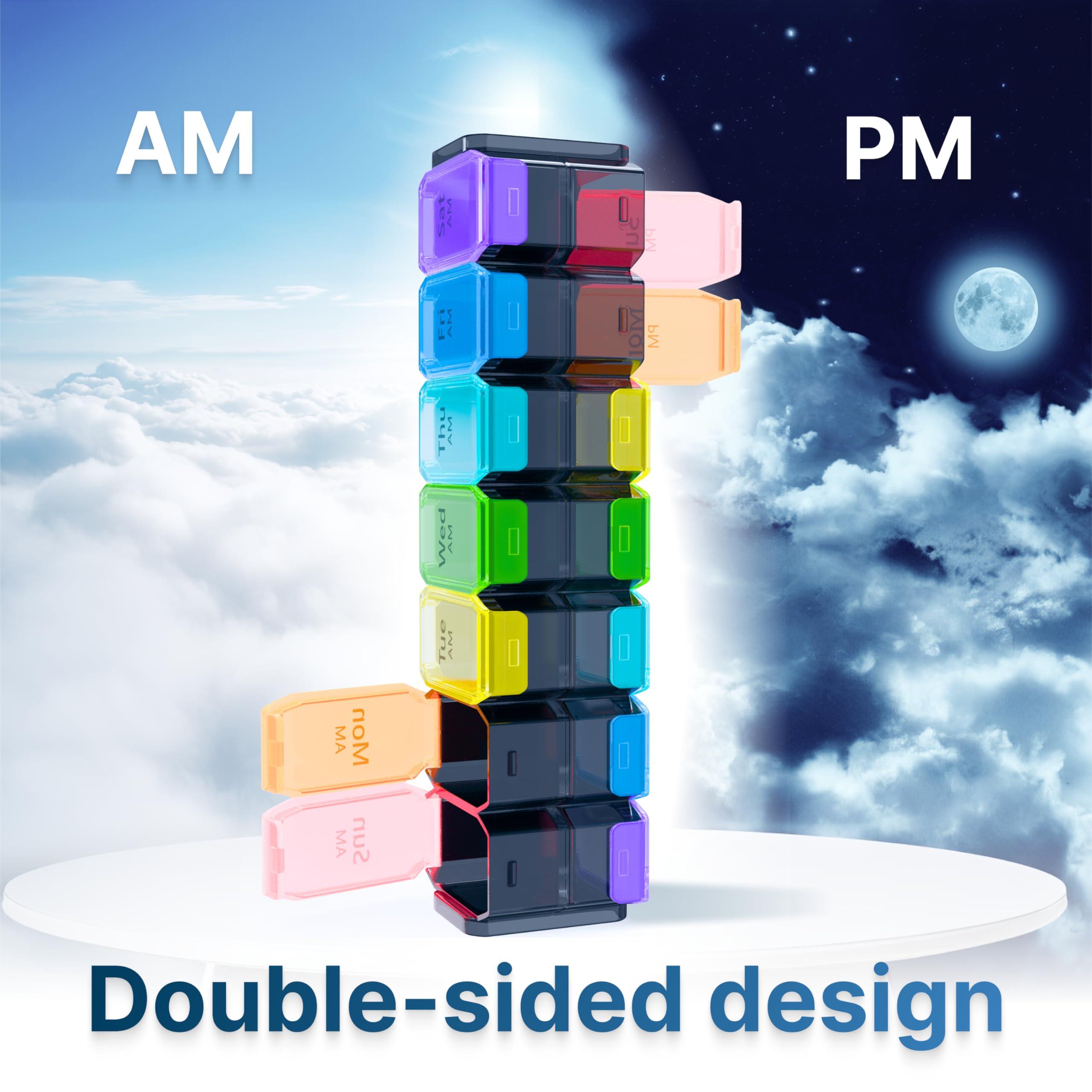 BEXEEN Bexeen Extra Large Weekly Pill Organizer 2 Times a Day - Xl Pill Case Am Pm - Big Pill Box 7 Day Oversized Daily Vitamin Organizer Jumbo Pill Container Medicine Holder Twice a Day Supplement Dispenser