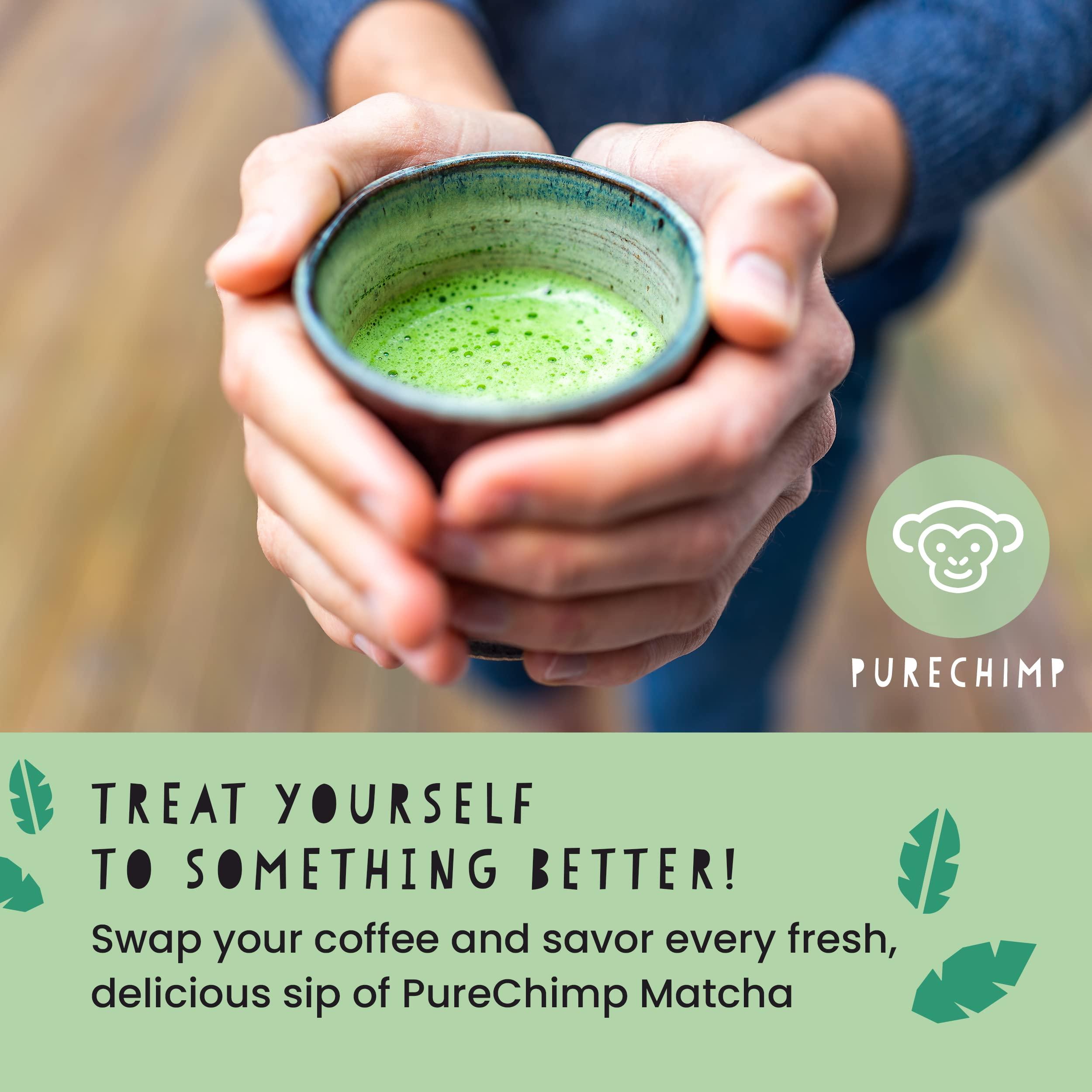 PureChimp Matcha Green Tea Powder - 1.75 Ounces (50g) of Ceremonial Grade Japanese Matcha for Baking, Lattes and Smoothies - Regular