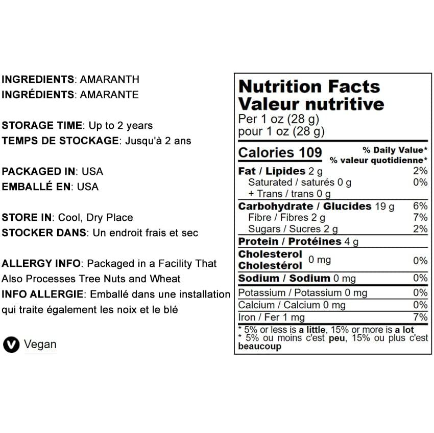 Food to Live Food to Live Amaranth Flakes, 1 Pound Flaked Whole Amaranth Seeds, Vegan. Natural Thickener. Good Source of Protein. Great Alternative to Oatmeal. Perfect Base for Granola, Breakfast Cereal