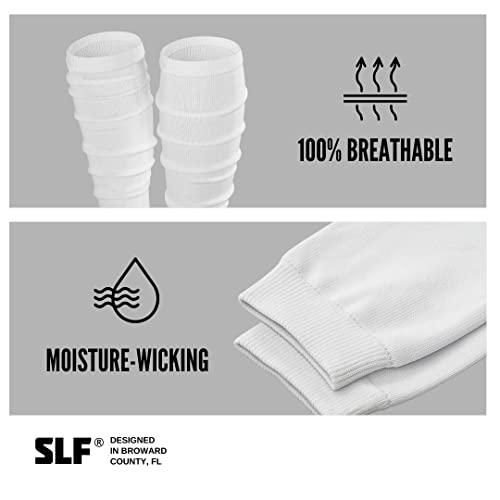 SLEEFS SLEEFS Football Leg Sleeves [1 Pair - Youth - White] - For Adult & Youth - Calf Compression Sleeves for Men and Boys