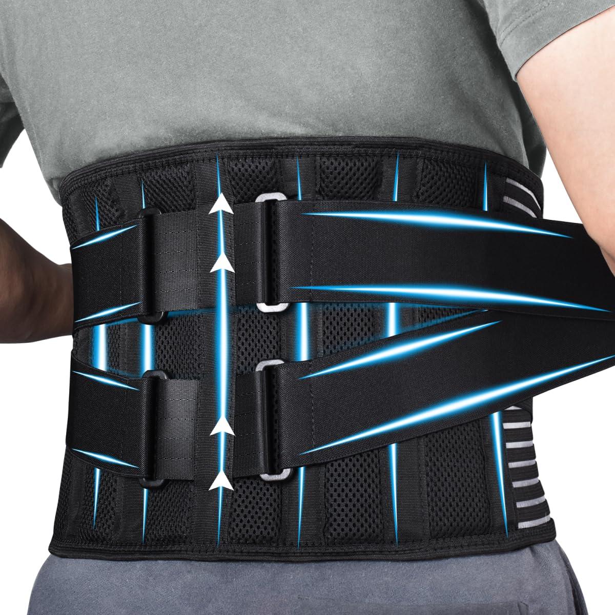 Erarrow Back Braces for Men and Women, Back Support Belt for Lower Back Pain Relief with 6 Stays, Breathable Lumbar Support Belt with Dual Adjustable Straps for Sciatica,Herniated Disc(L)