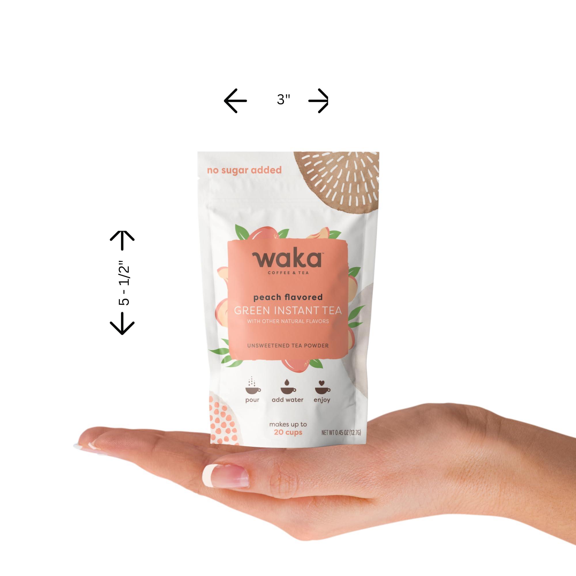 Waka Coffee Waka Premium Instant Tea No Sugar Added & Unsweetened Green Tea (200 Cups) & Peach Flavor (20 Cups)