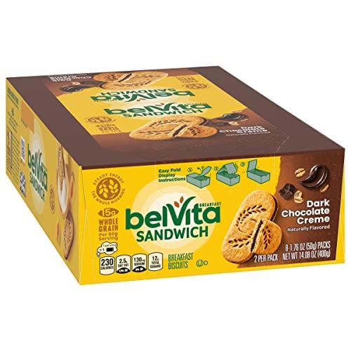 Belvita belVita Breakfast Sandwich Dark Chocolate Creme Breakfast Biscuits, 8 Packs (2 Sandwiches Per Pack)