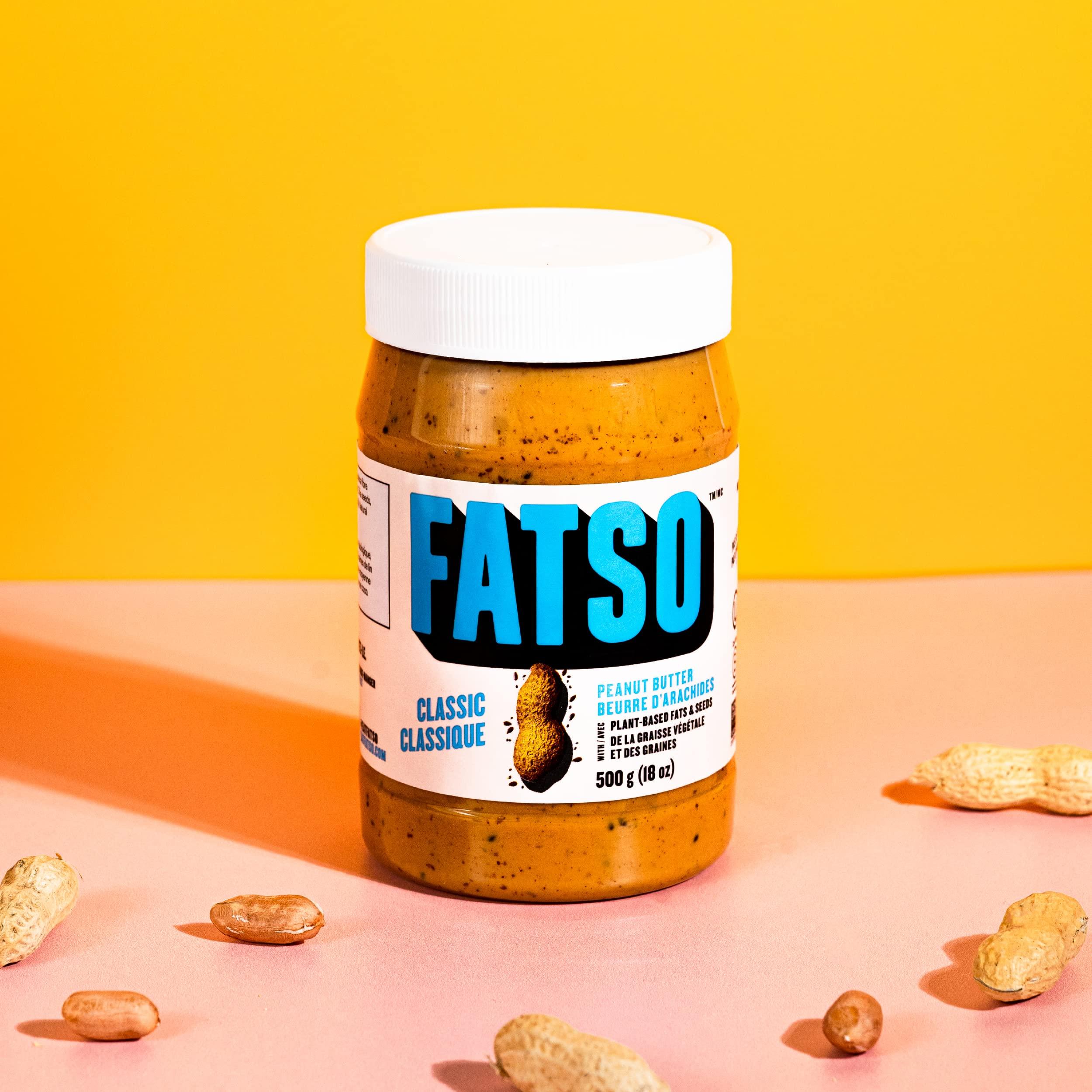 FATSO FATSO Classic Natural Peanut Butter - Vegan Nut Butter Spread w/Plant-based Seeds & Superfats - Keto-friendly, Gluten-free & Sugar-free Protein Butter - (16oz Jar)