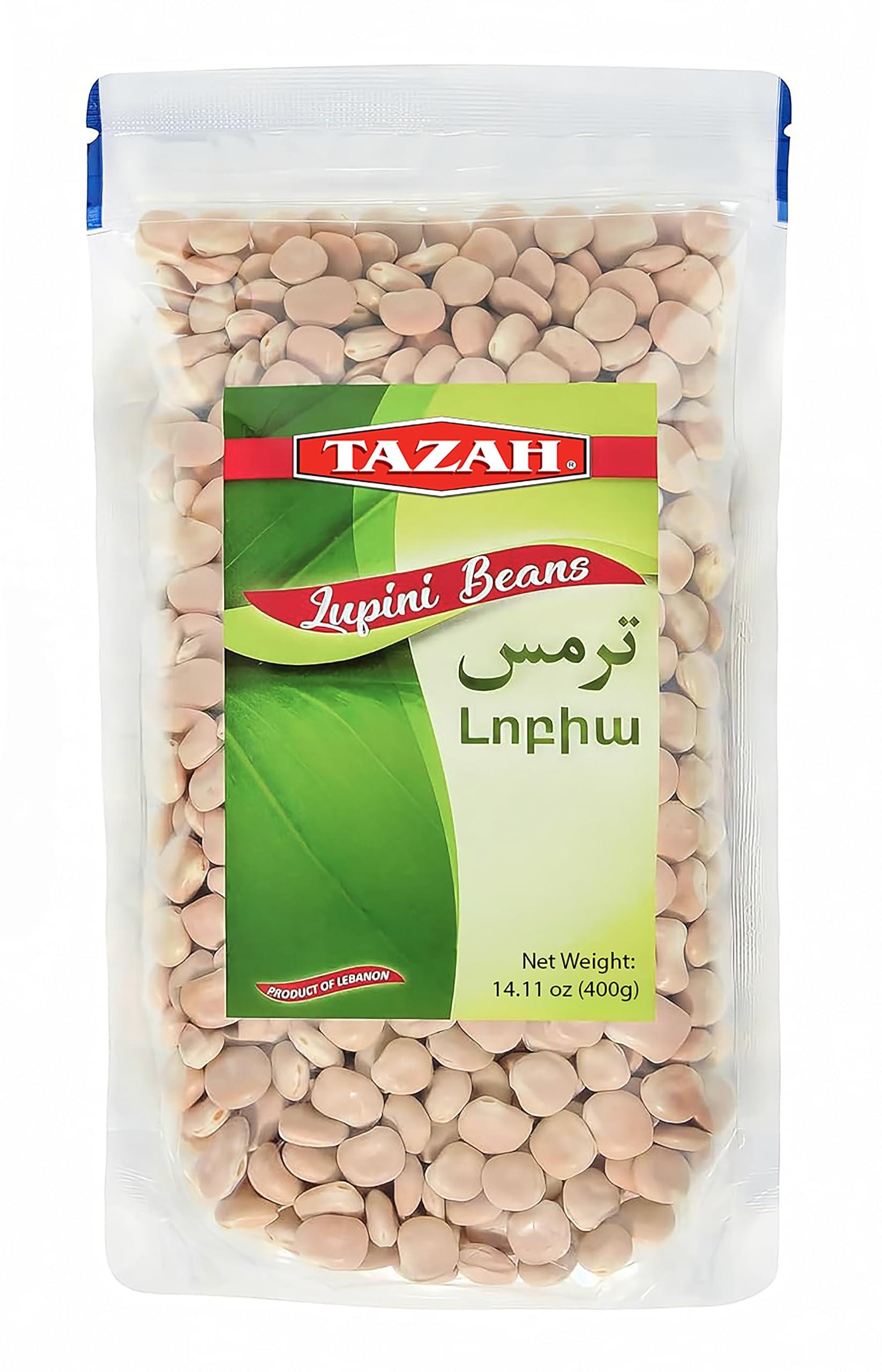 TAZAH Lupini Beans Dry 14.11oz (400g) - Imported Dried Lupin Beans in Resealabe Bag
