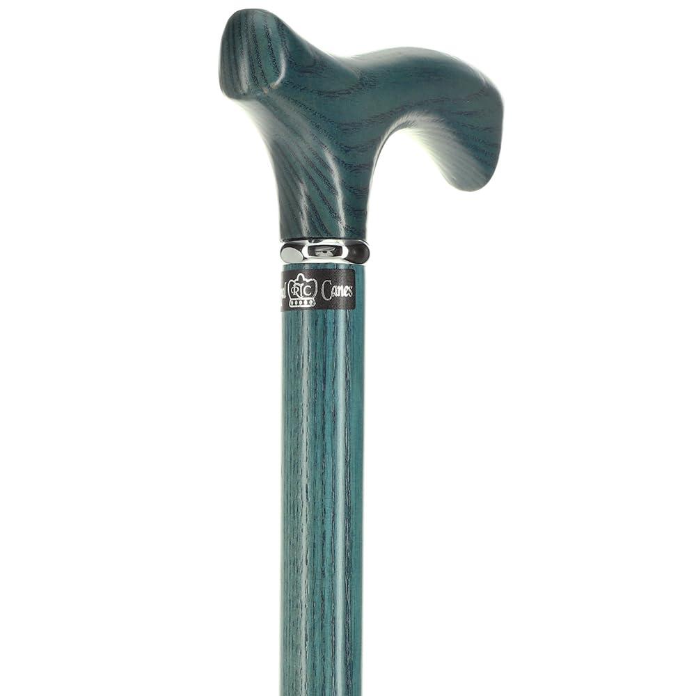 Royal RC Canes Blue Denim Frtiz Handle Walking Cane with Ash Wood Shaft and Silver Collar