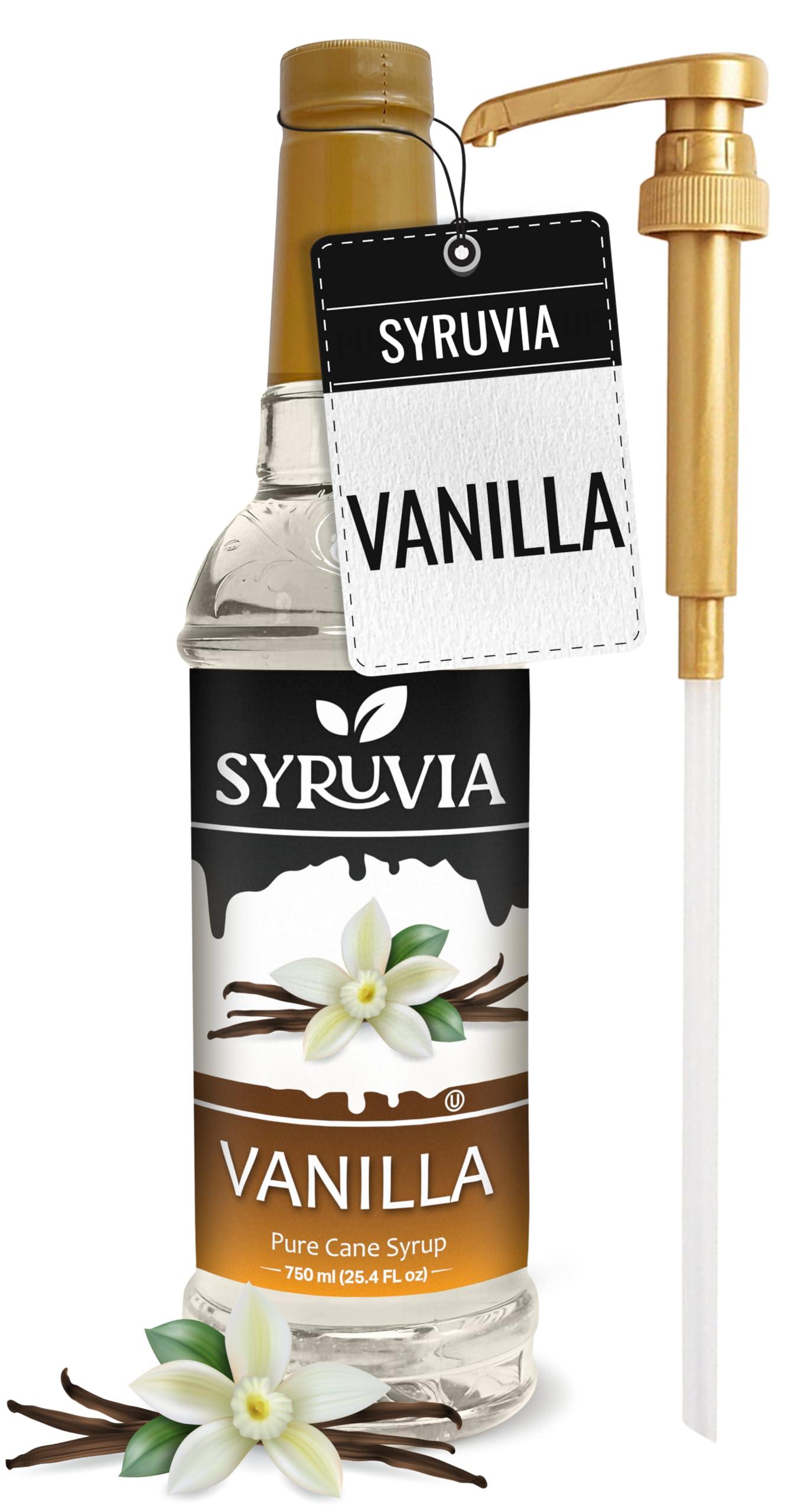 SYRUVIA Syruvia Vanilla Syrup for Coffee with Pump 25.4 fl oz Kosher,