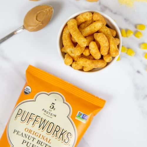 Puffworks Puffworks Original Organic Peanut Butter Puffs, 1.2 Ounce (Pack of 6), Plant-Based Protein Snack, Gluten- and Rice-Free, Vegan, Kosher