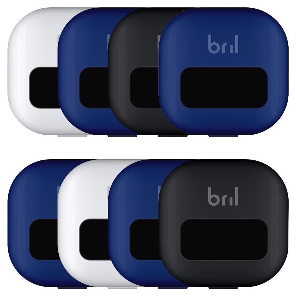 Bril Bril UV-C Toothbrush Cleaner, Portable Brush Cover, Holder, and Travel Case for Any Size Toothbrush, Navy, White, Black (8 Pack)