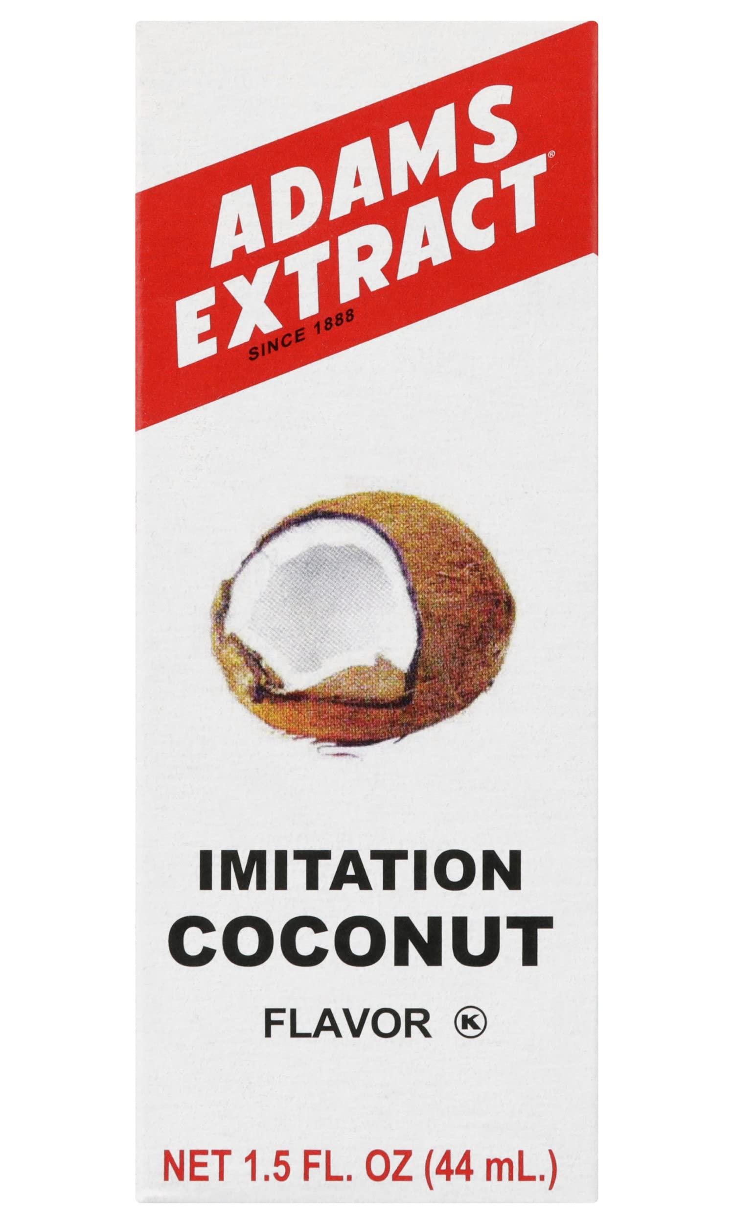 Adams Extract Adams Extract Imitation Coconut Flavor, Extra Strength, Gluten Free, 1.5 FL OZ Glass Bottle (Pack of 1)