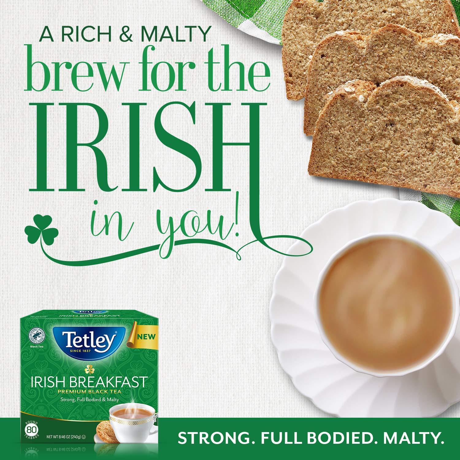 Tetley Tetley Irish Breakfast Premium Black Tea, 80 Tea Bags, Rainforest Alliance Certified